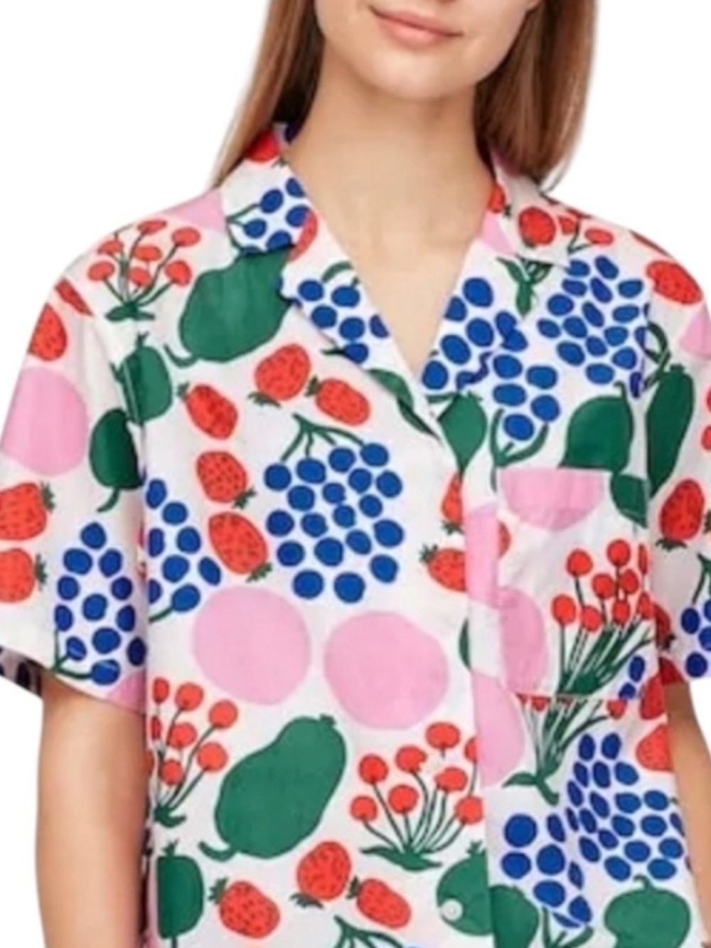 MARIMEKKO + UNIQLO Women's Vibrant Fruit Print Short-Sleeve Shirt